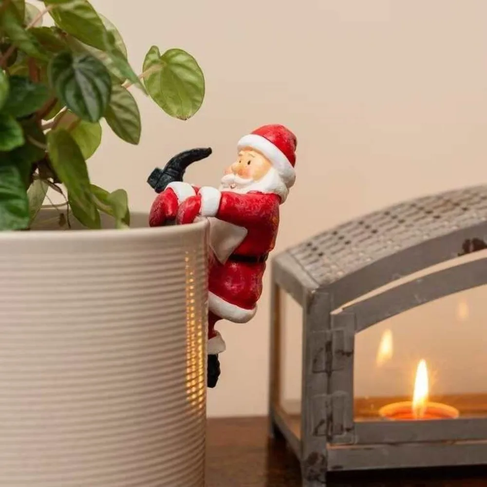 Santa Claus Resin Flower Pot Hangings Snowmen Funny Christmas Hanging Ornaments Durable Handmade Small Climbing Figurines
