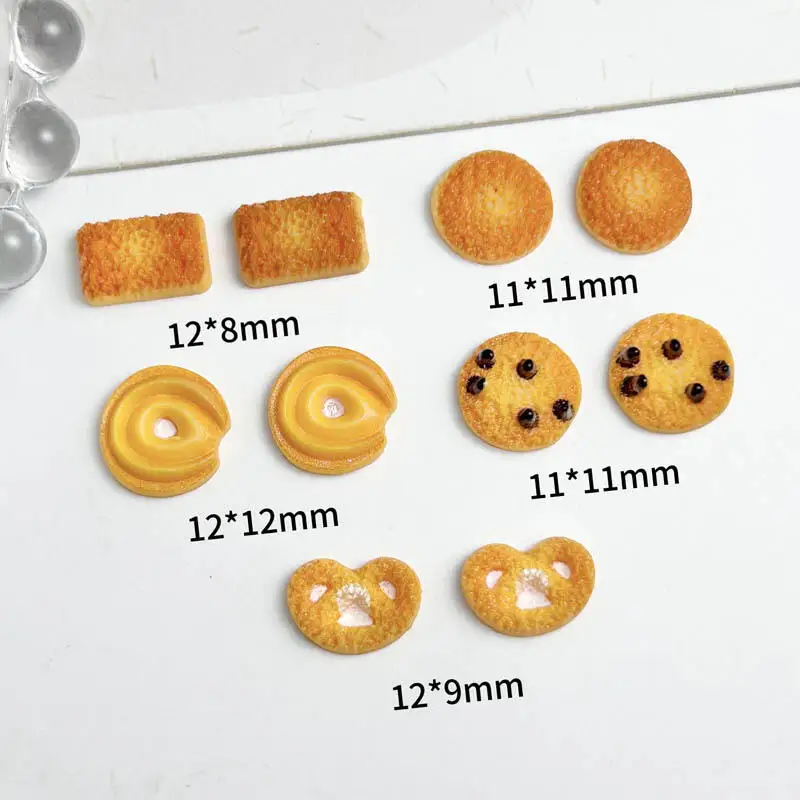 30Pcs 3D Simulated Cookies Resin Nail Art Decorations Creative Chocolate Bean Biscuits Nail Charms for DIY Hairpin Crafts