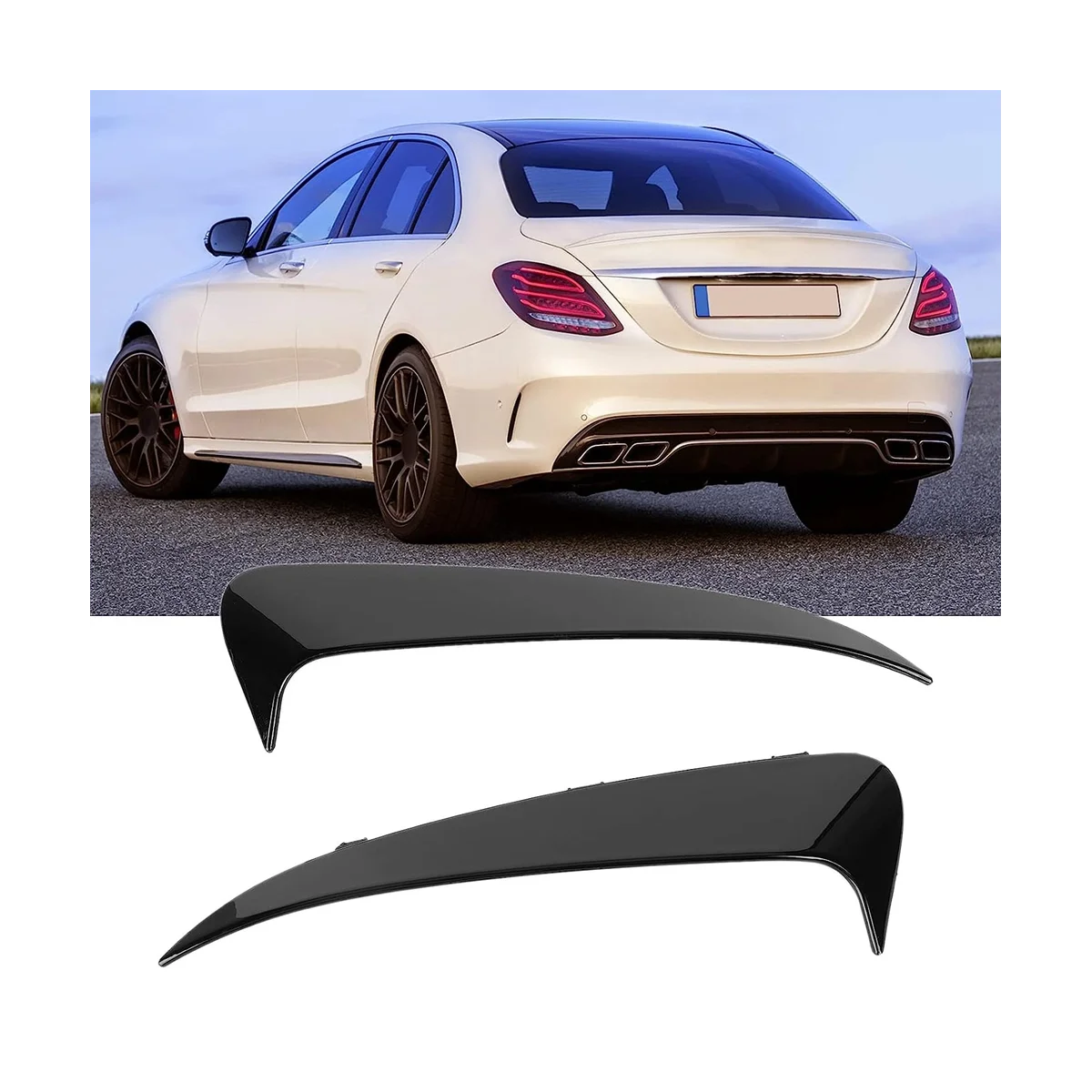 Rear Bumper Canard Flaps Spoiler Cover Trim Accessories for Mercedes Benz C Class W205 2015-2021