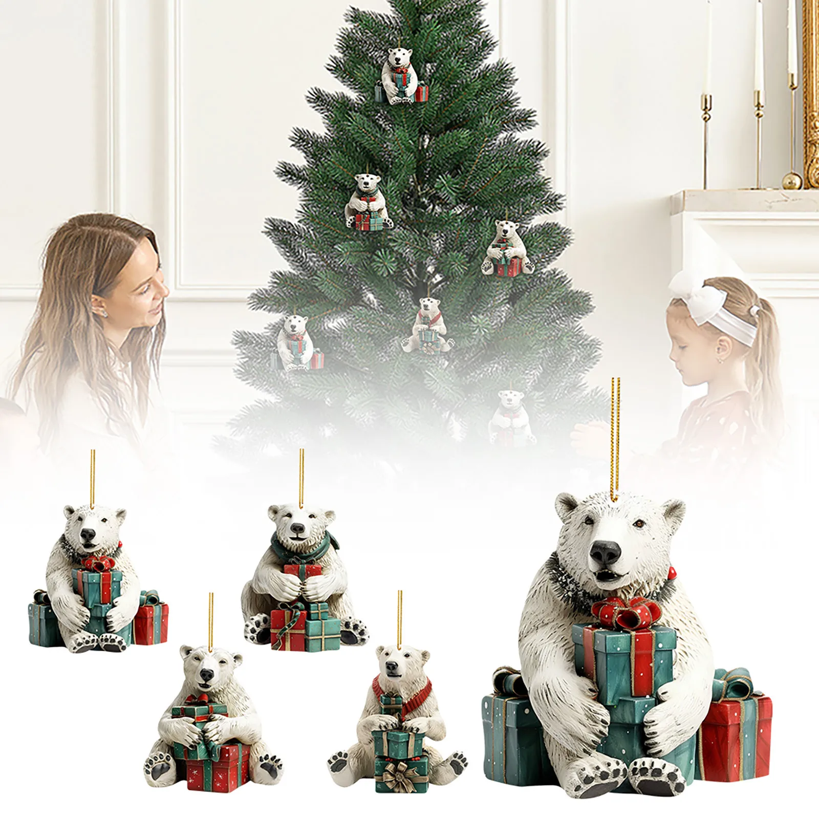 Christmas 2D Polar Bear Room Accessories Decorations For Home Christmas Ornament Xmas Navidad Party Gifts New Year 2024 Hot Sale