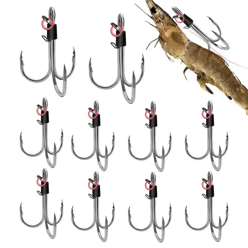 

Live Shrimp Hook Steel 10 Pieces Three Fishing Hook Set Fly Fish Gear For Night River Shallow Lake Casting Trout Sea Saltwater