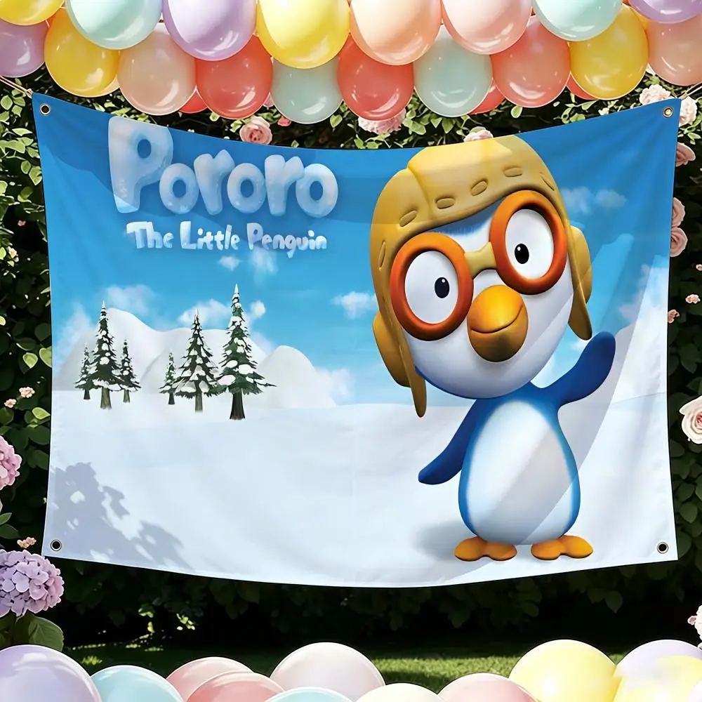 The L-little Penguin Pororo Flags Flag Suitable For Party Club Outdoor Interior Wall Art Decoration Banner Gift