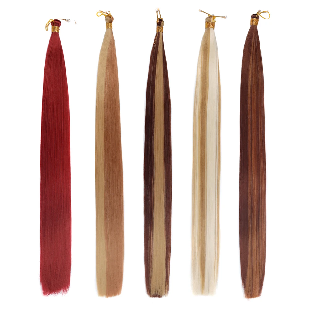 حزم شعر صناعية مستقيمة على شكل حصان للنساء، ضفائر كروشيه، تجديل الشعر، وصلات شعر كروشيه