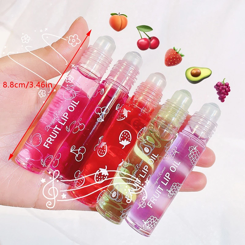 Fresh Fruit Roll-On Lip Balm Lip Makeup Primer Moisturizing Transparent Lip Oil Long Lasting Hydrating Lip Gloss Cosmetics Tools