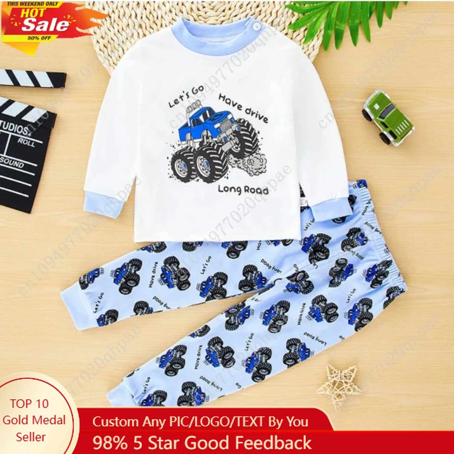 

Long Johns Medium and Large Children's Pajamas Clothing Pajama Set Autumn and Winter Cotton Suit Long-sleeved Underwear