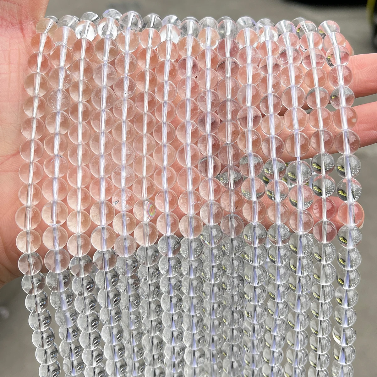 Naturstein-Quarzperlen, runde lose Abstandsperlen, weiße Kristallperlen für die Schmuckherstellung, DIY-Armband- und Halskettenzubehör – Detail 5