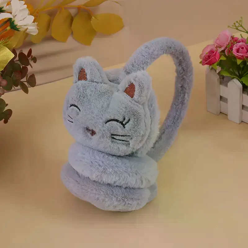 Cartoon Korean Version Autumn And Winter Plush Warm Earmuffs, Plush Cute Cat Earmuffs Protect Ears From Cold