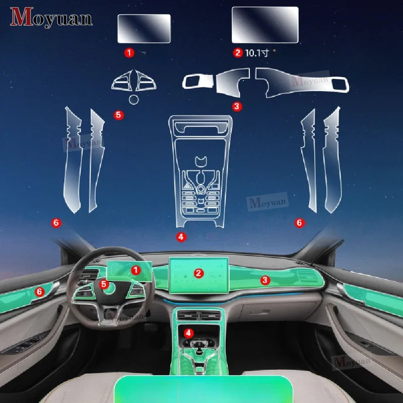 

For BYD Qin PLUS 2024 2023 Gearbox Panel Navigation Screen Automotive Interior TPU Protective Film Anti-Scratch Sticker