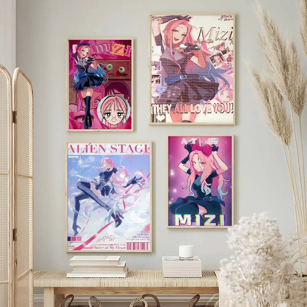 Viral Anime Alien Stage MIZI Posters Premium Self-Adhesive No Residue Wall Sticker for Home Office Bar Decor