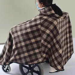 Thickened Wheelchair Half-pack Thermal Blanket Plus Size Double-layer Fabric with Hood Shoulder Waist Warmth for Elderly Care