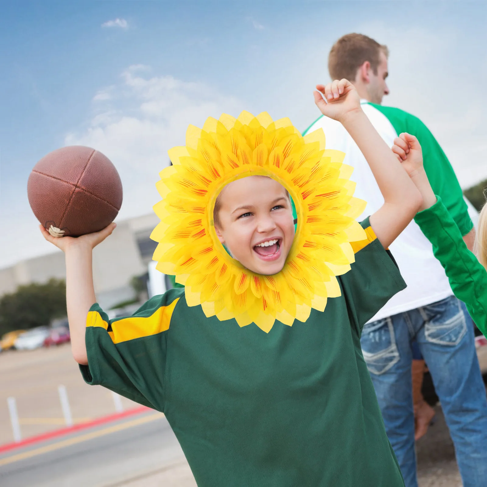 1Set Blumen-Kopfbedeckung, Hut, Sonnenblumen-Kostüm für Kinder und Erwachsene, Cosplay, Sonnenblumen-Partygeschenke, Event, Neuheit, Leistung