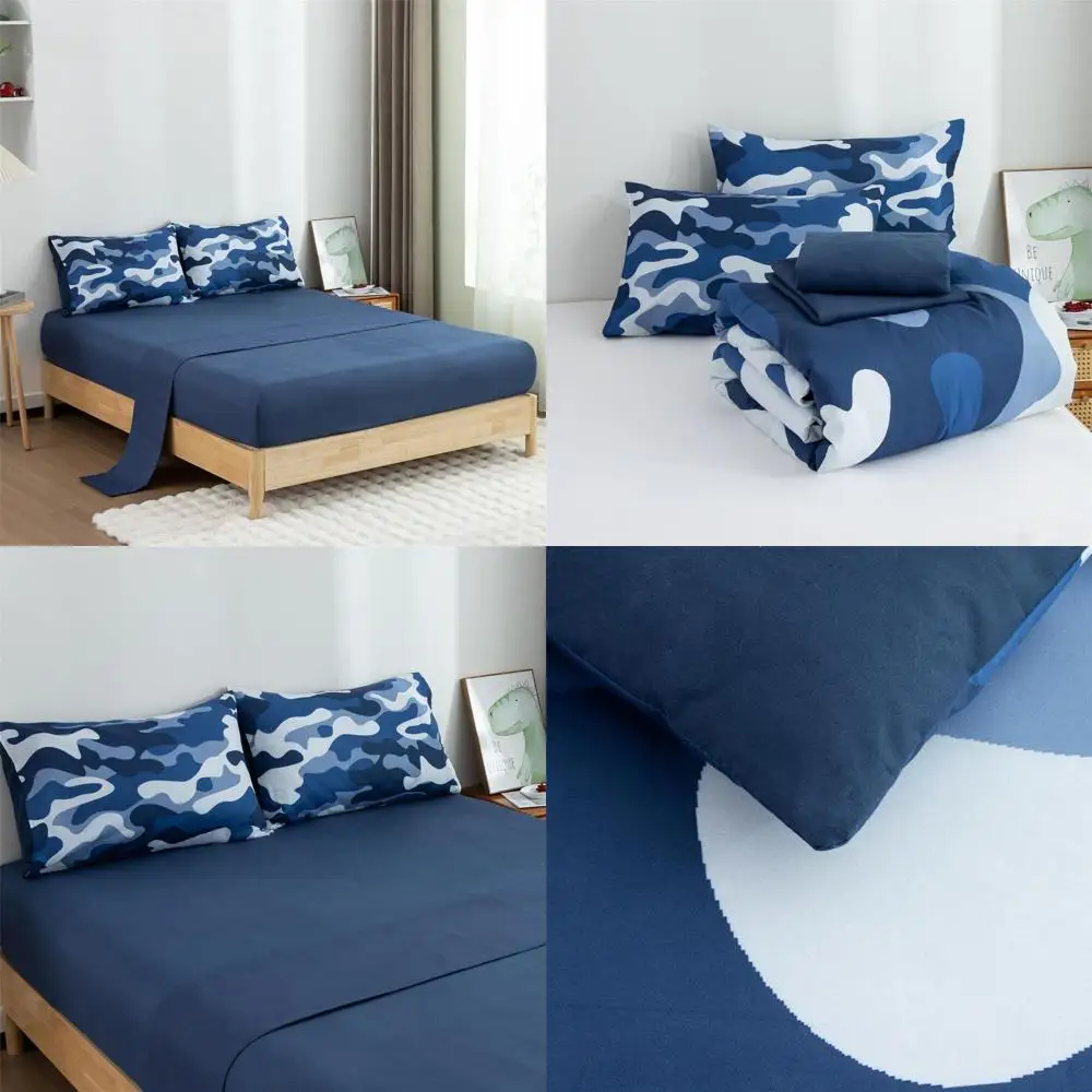 

Colorful Camouflage Queen Bedding Set, 5-Piece Comforter with Pillowcases and Sheets, All-Season Bedspread for Teens & Adults