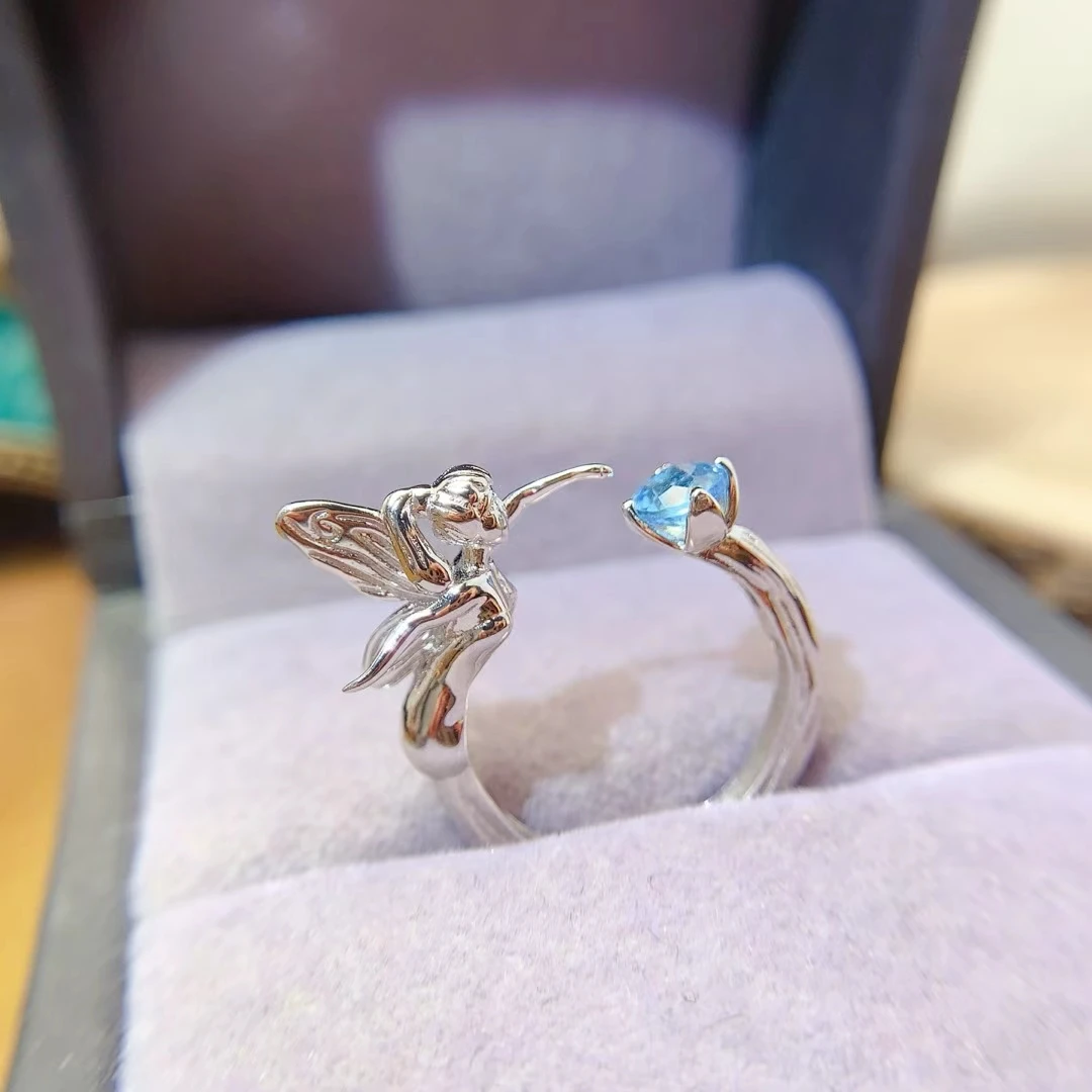 KJJEAXCMY Women's Ring| Natural Topaz with S925 silver , electroplated color retention process, high-clarity surppting testing