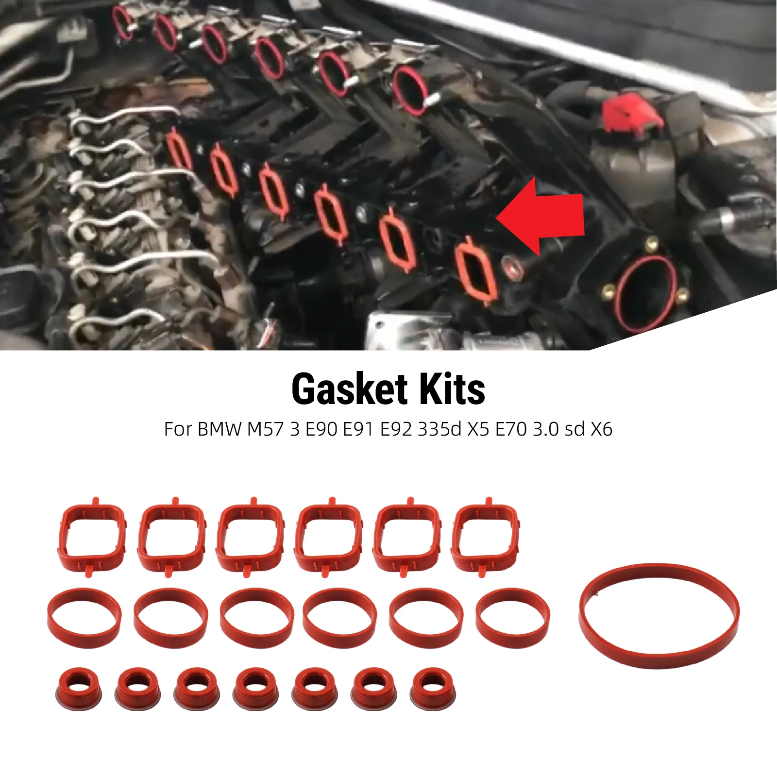 Gasket Kits for BMW N52 N54 N55 M57 Intake Manifold OE 11617800585 Compatible with 325i 330i 335i 525i 530i X3 X5 3.0L view 4