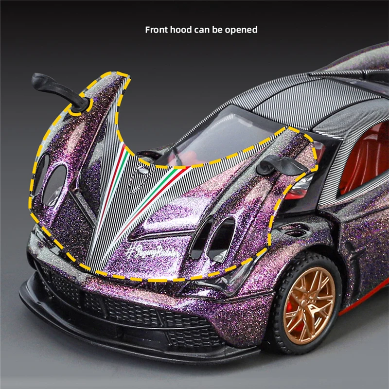 1:32 Pagani Huayra BC Alloy Sports Car Model Diecast Metal Toy Racing Car Vehicle Model Simulation Sound and Light Children Gift