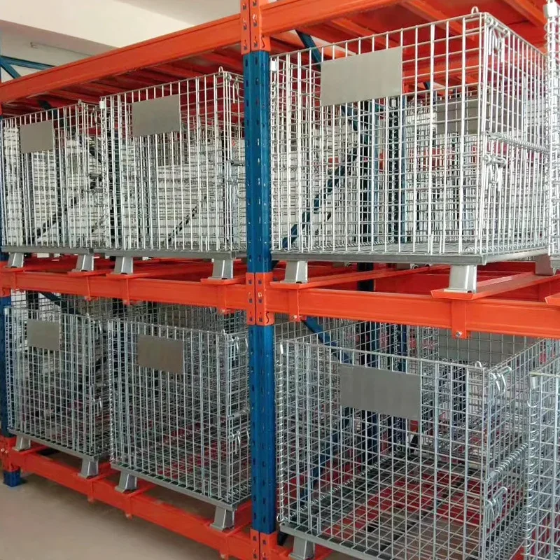 Heavy Weight King Foldable galvanized Collapsible Wire Mesh Container rolling metal storage cage 1000 * 800 *mm with 400Kg Load