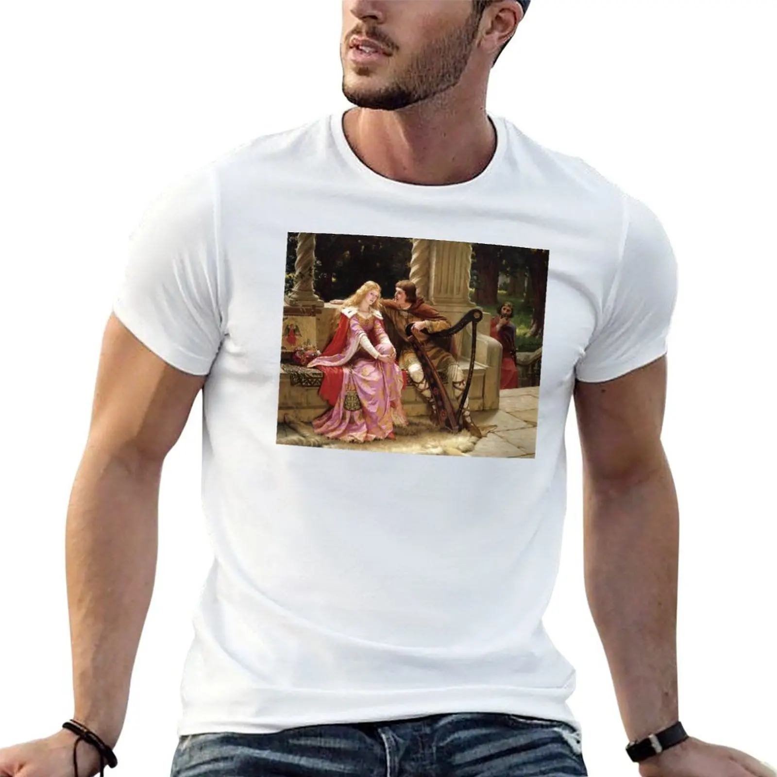 Tristan and Isolde, Edmund Blair Leighton 1902 T-Shirt Fashion Casual Short Sleeve Top