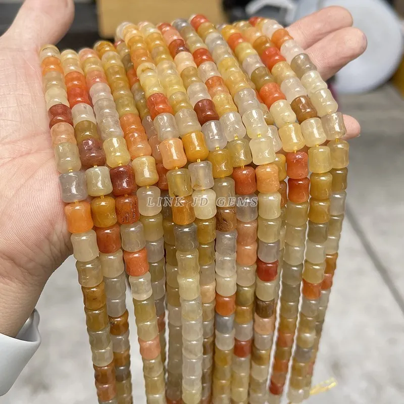 Natural Golden Silk Jade Bamboo Shape Joint Bead 8*10mm Colorful Loose Spacer Bead For Jewelry Making Diy Bracelet Accessories
