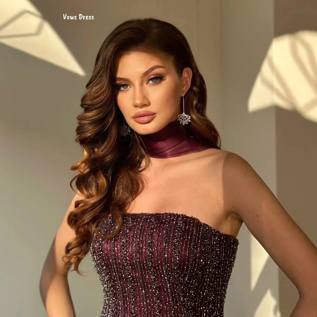 Vows свадебное вечернее платье на заказ, женские платья с лентой, элегантное платье, роскошные платья для выпускного вечера, топ-труба с вышивкой бисером, 2025 г.