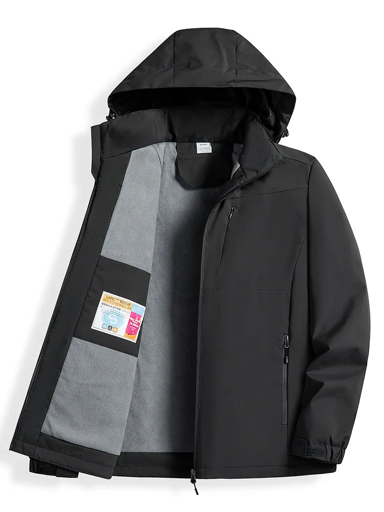 

Outdoor Velvet Thickened Warm Jacket Men's and Women's Windproof and Waterproof Autumn and Winter Hooded Mountaineering Suit