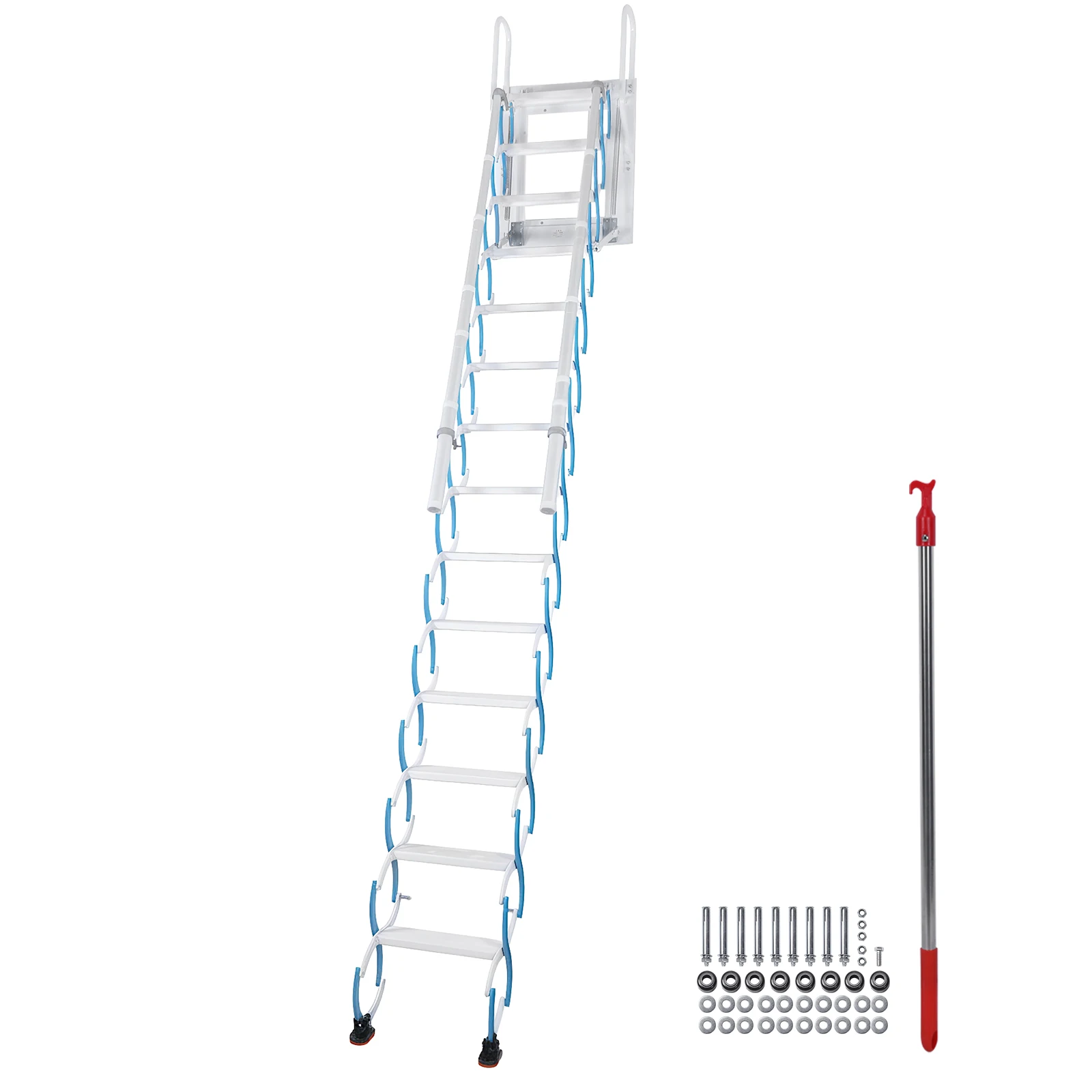

Ceiling Mount Attic Ladder 661 LBS Capacity Hidden Retractable Loft Ladder W/Pull Rod for Attics Garages Roofs Basement