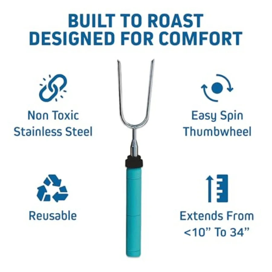 Rotating Marshmallow Roasting Sticks for Campfire and Bonfire Extra Long Hot Dog and Smores Sticks for Fire Pit Camping Smores