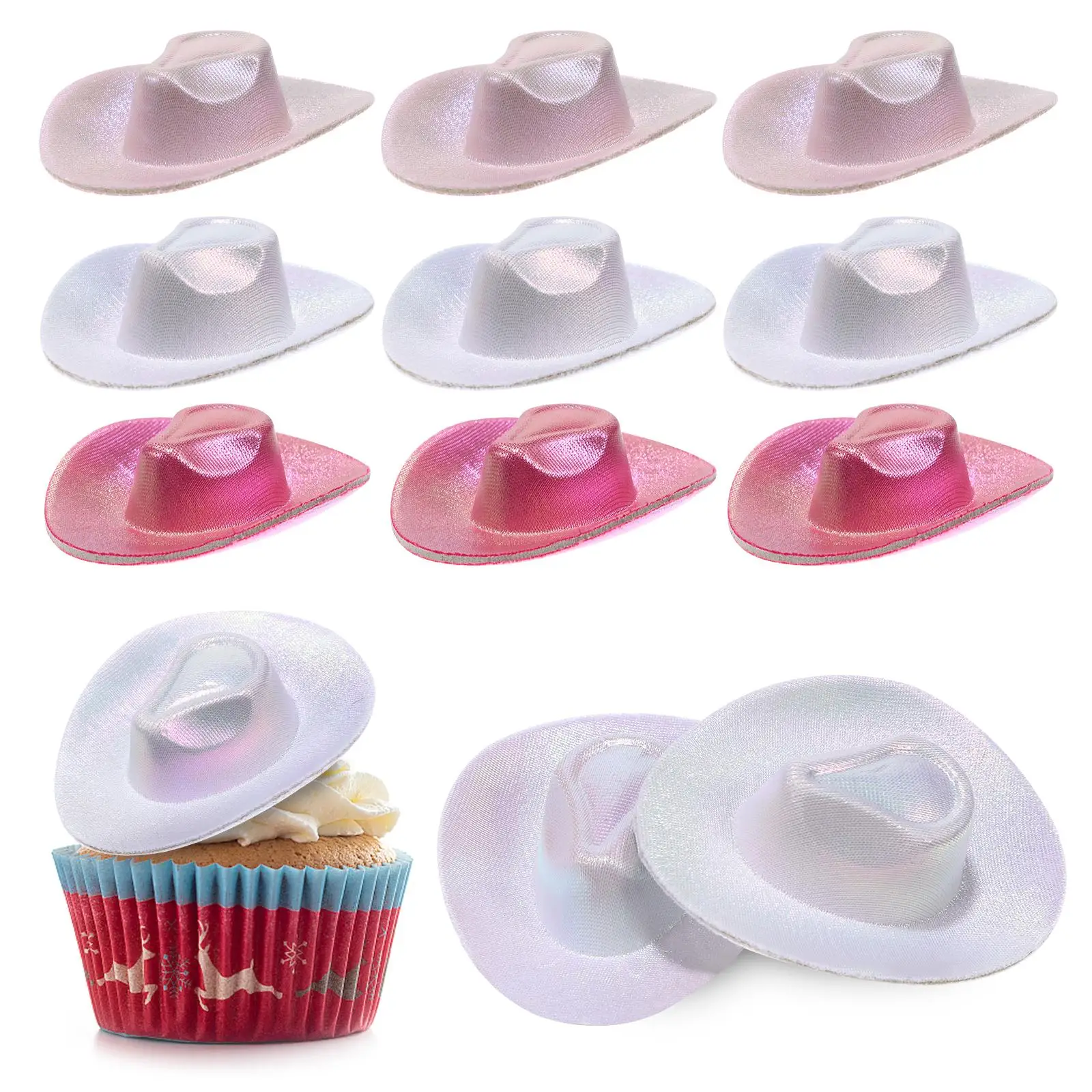 

12 Pcs Hat Rose White Pink 12 Pieces Small Hat Set Cowgirl Accessory