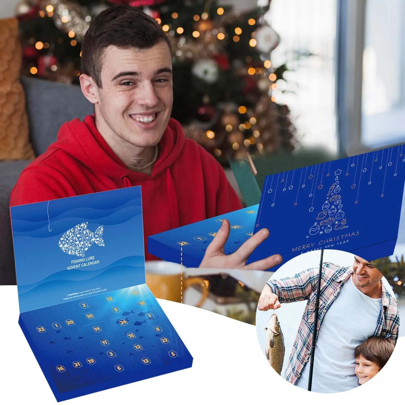 Regali per le vacanze di Natale Scatola cieca Esche da pesca Set Esche da lancio lunghe Attrezzatura da pesca regalo per pescatori Ragazzi Giocattoli da pesca