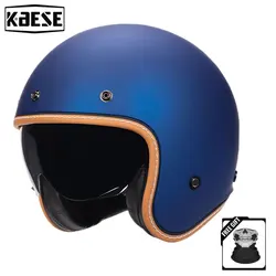 Kaski motocyklowe z otwartą twarzą kask odrzutowy Retro 3/4 kask motocrossowy mężczyźni Vintage Cafe Racer TT&COCASCOS DOT Capacete De Moto