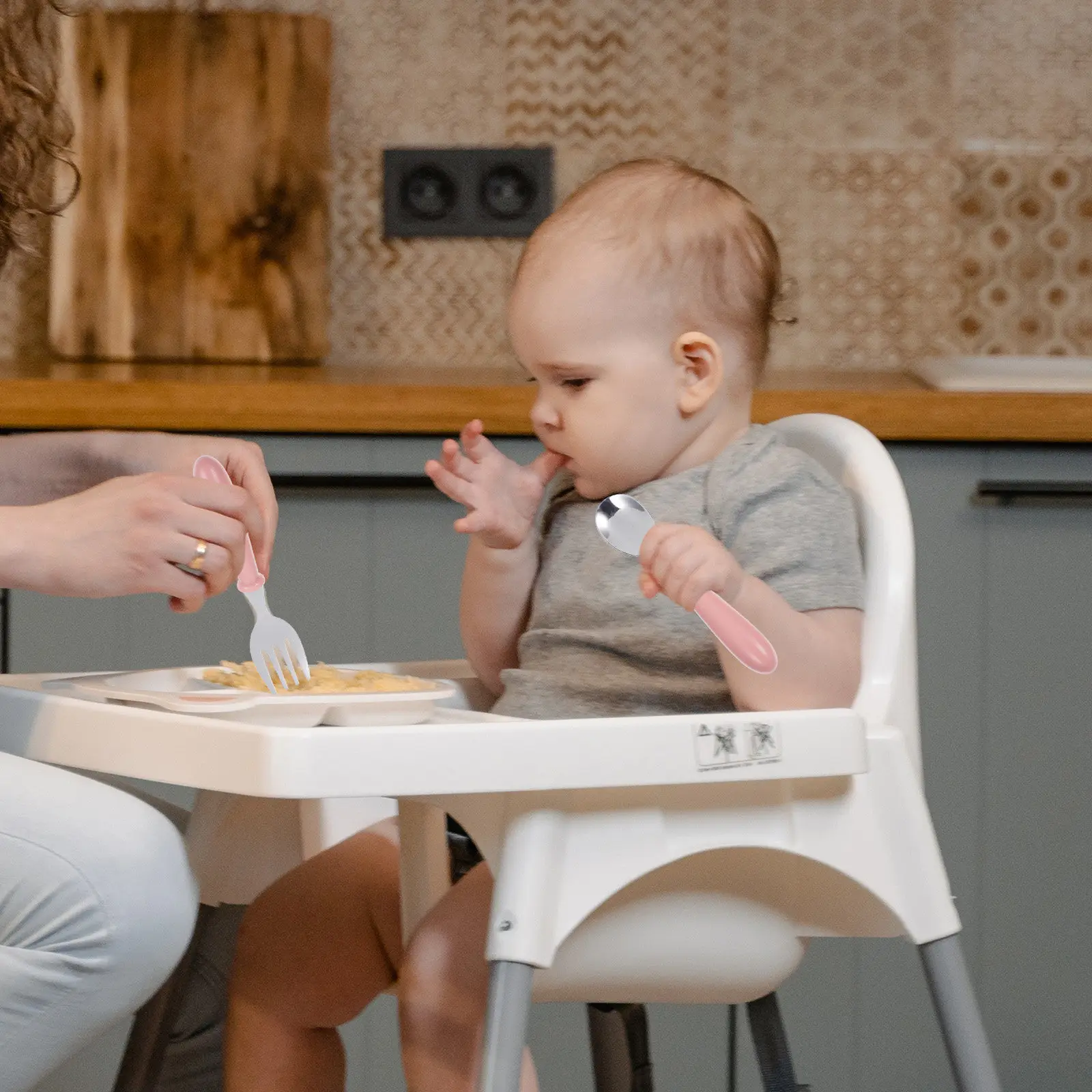 

1Set Stainless Steel Children Dining Set Compact Ergonomic Spoon Fork for Babies Easy Feeding Spoon Kids Fork Set