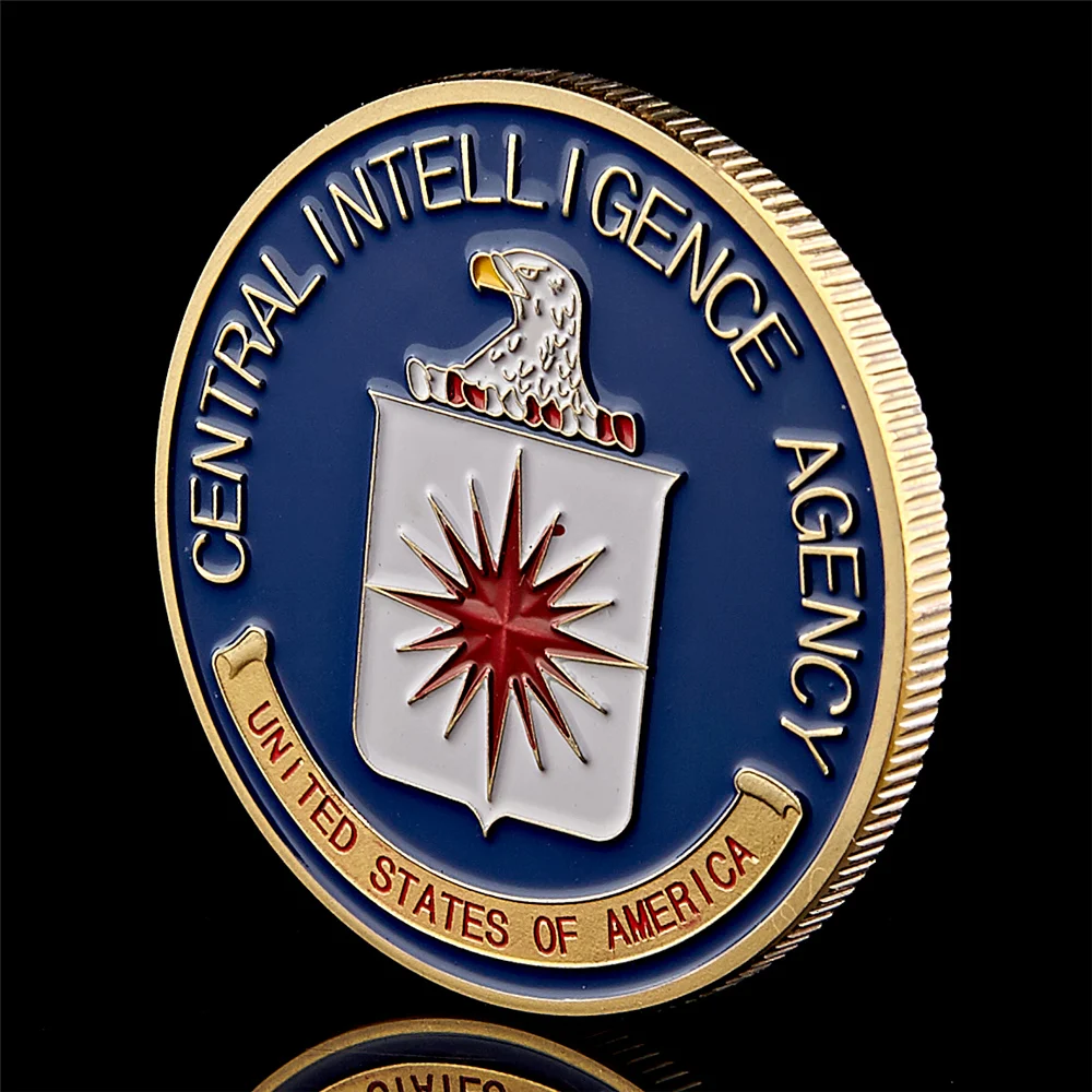 America Military US Central Intelligence Agency Coin Gold CIA Challenge Coin Collectibles With Hard Capsule