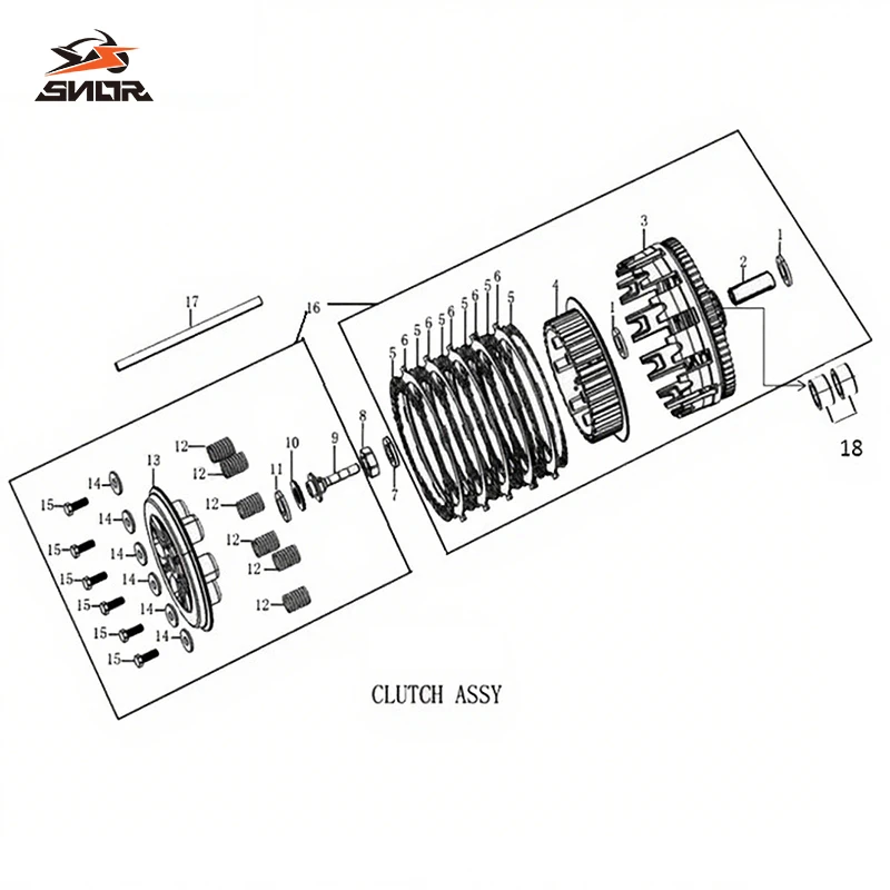 SNOR 6PCS Motorcycle Clutch Friction Plates Steel Disc Kit For ZONGSHEN NC250 NC250 NC300S Motorcycle Engine Part