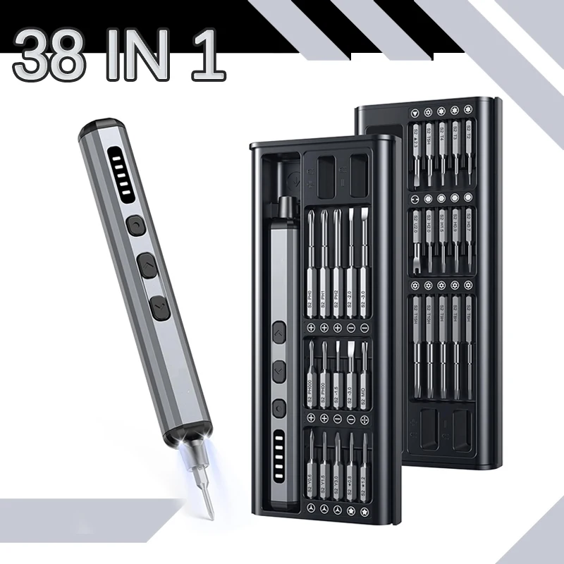 Mini Electric Precision Screwdriver, 38 in 1 Magnetic Bits, Torque Control, DIY Tools, Repair Tool Kit for iPhones, Switch,PS5