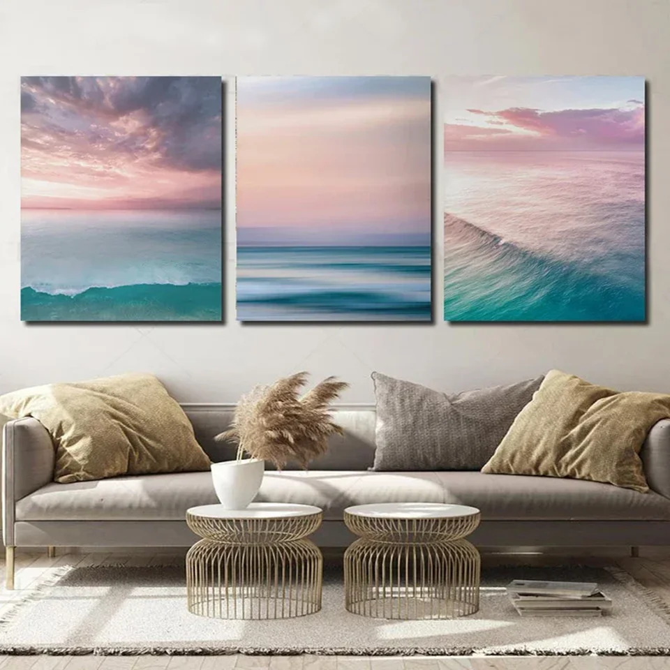 Diy Diamond Painting Cross Stitch Blue Sea Ocean Waves Landscape Beach Full Diamond Mosaic Embroidery Bamboo Forests Room Decor