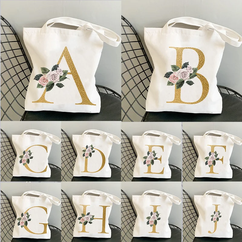 Bolso de compras de lona para mujer, bolsa Kawaii con estampado de setas y letras, bolso de hombro para chica