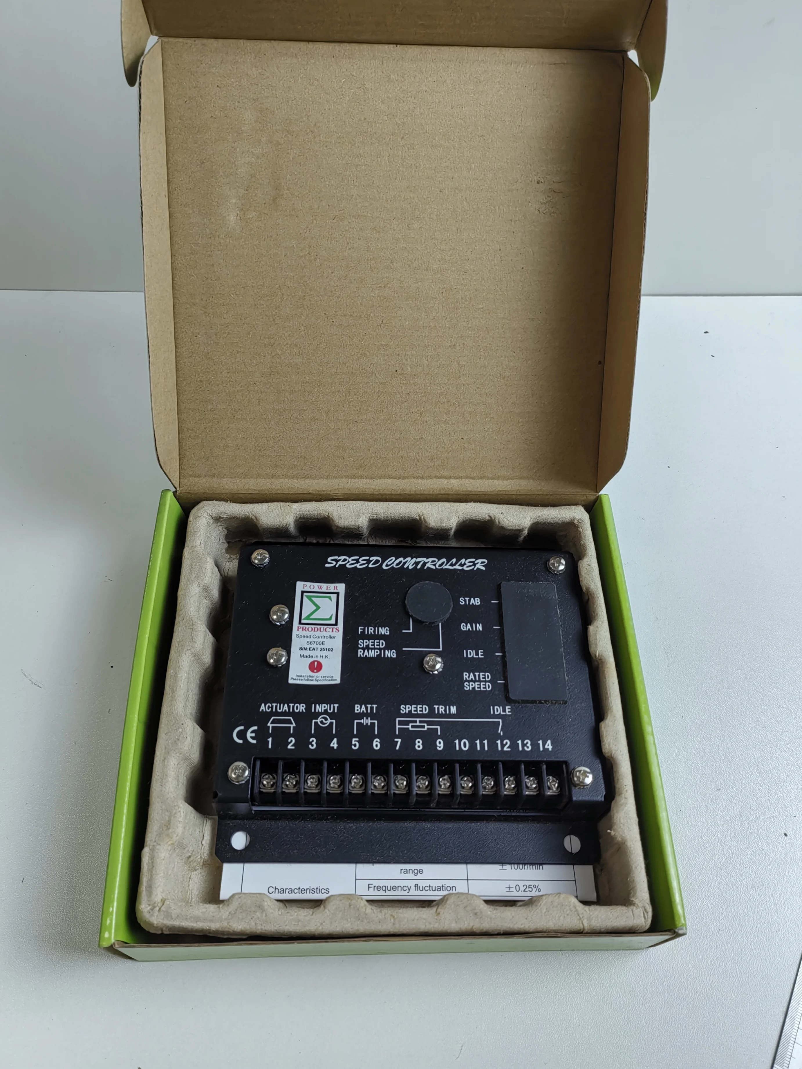 Placa de Control de velocidad del generador, unidad de Control de velocidad S6700E