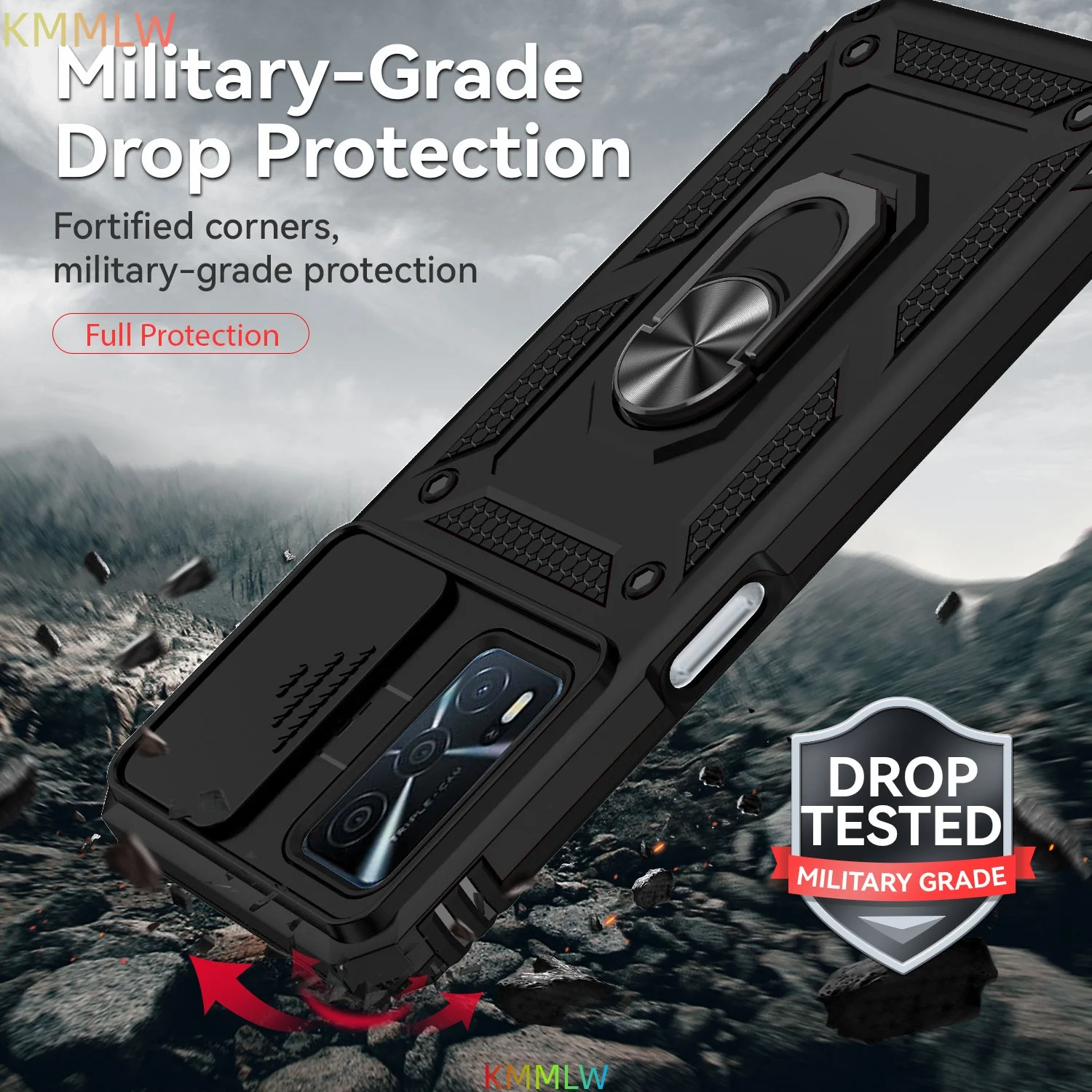 Armor Case For OPPO A16 A54 A55 A57 A74 A77 Coque Ring Holder Shockproof Lens Protect Cover For OPPO A57 A74 A77
