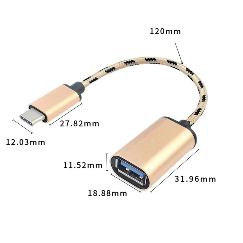 USB 3 0 OTG كابل محول نوع C مايكرو USB إلى أنثى USB سبائك الألومنيوم موصل النايلون مضفر أثناء التنقل #6