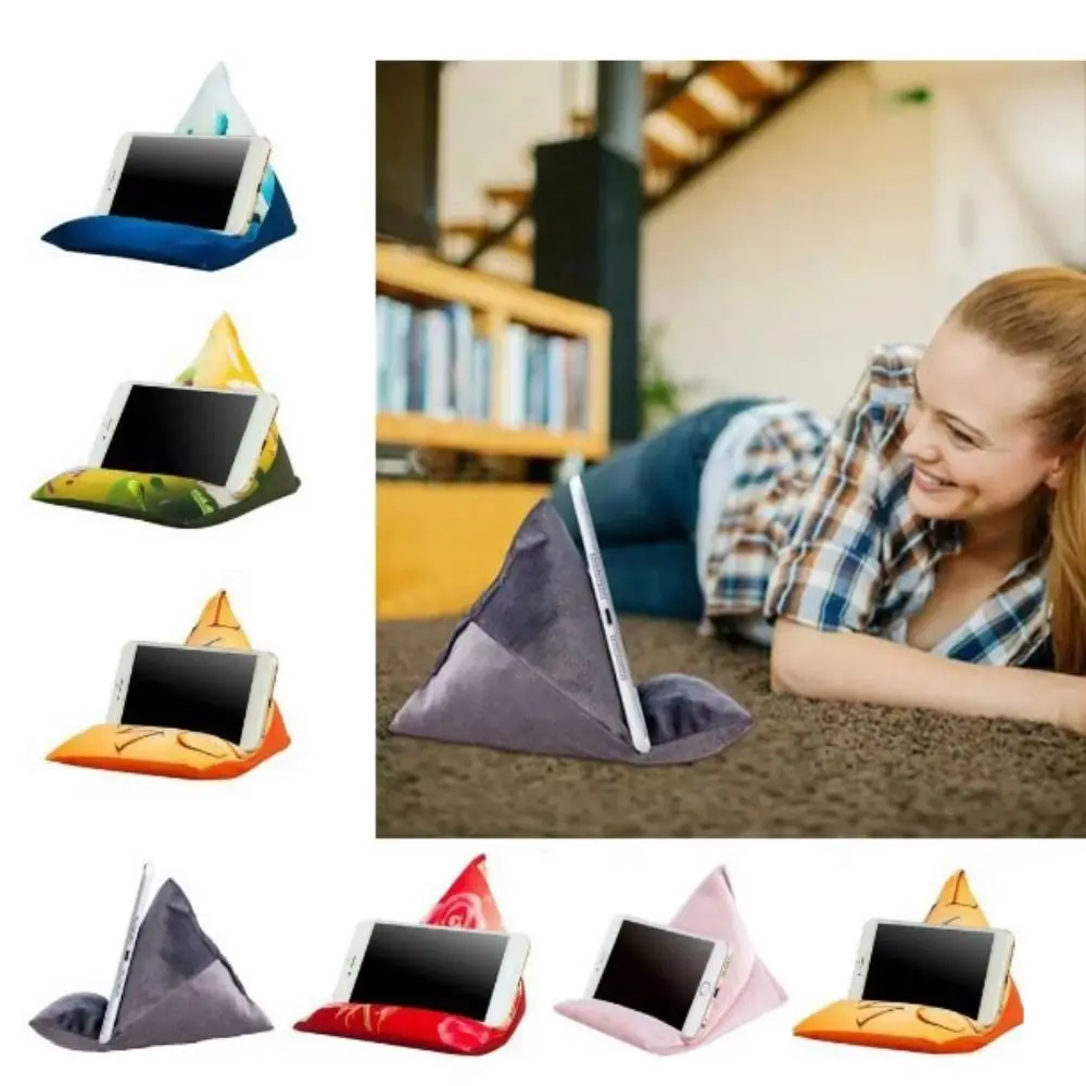 

High Quality Handmade Phone Tablet Pillow Holder Triangle Soft Fabric Mobile Phone Support Multifunction Reading Stand Desk