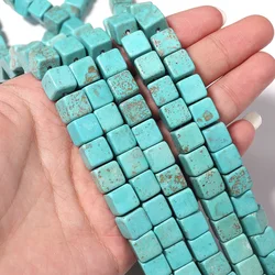 White/Blue Cube Turquoises Jades Natural Stone Beads For Jewelry Making Square Shape Loose Beads DIY Bracelet Accessories