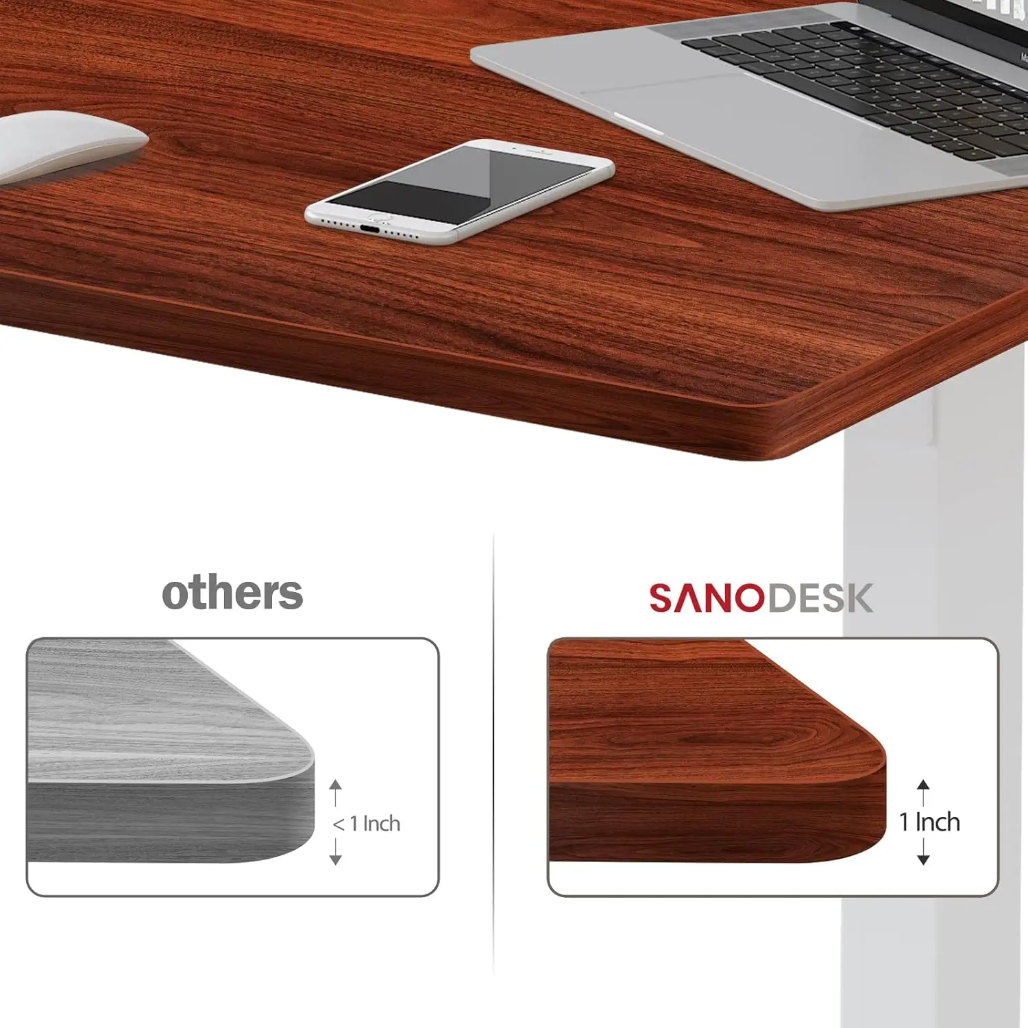 Mahogany Rectangular Conference Table Top, 100x60 cm, 2.5 cm Thick Particle Board, Indoor Use, Includes Mounting Hardware