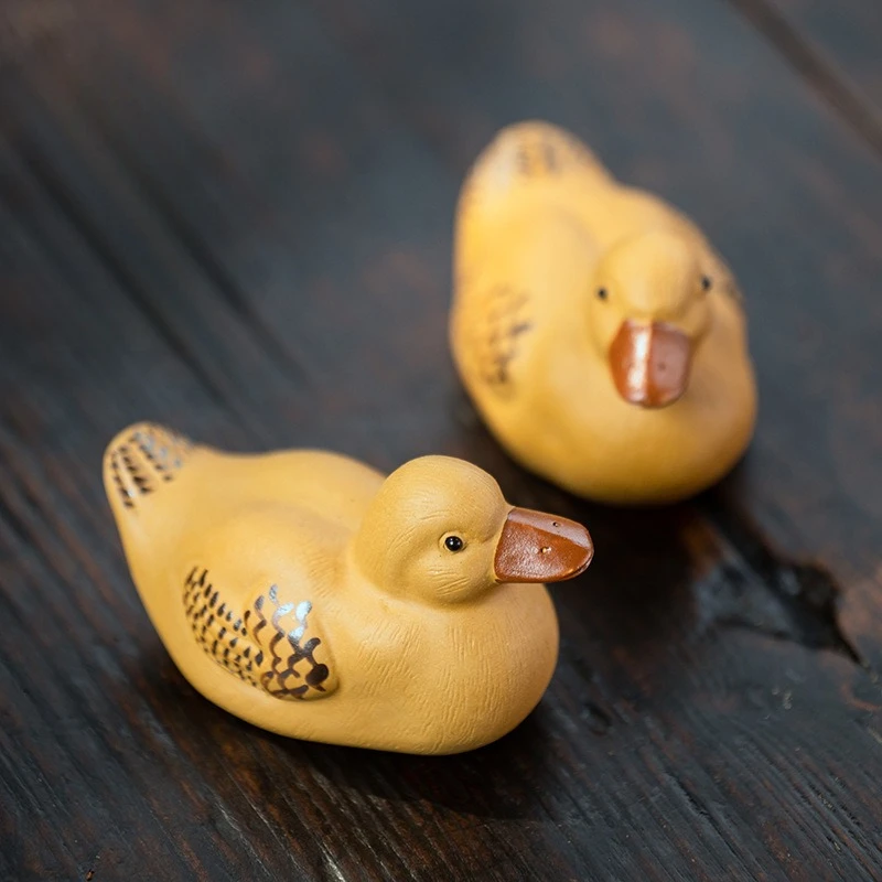 Figurine de canard mignonne en Zisha de Yixing, faite à la main, pour la cérémonie du thé Gongfu, décoration de table à la maison, cadeau