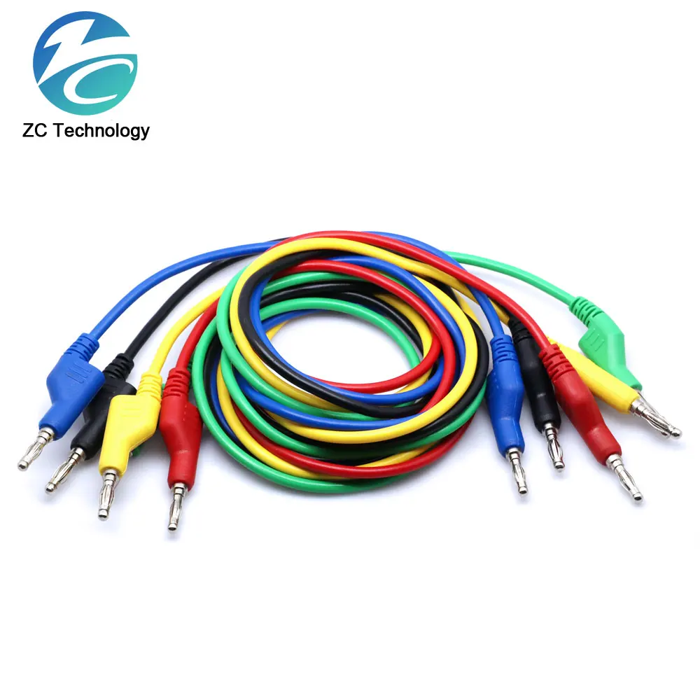 1M Stackable 4mm Banana Plug Male Jack Alligator Clip Line  Double-Ended Crocodile Clip Multimeter Test Cable 1000V/10A 5 Colors