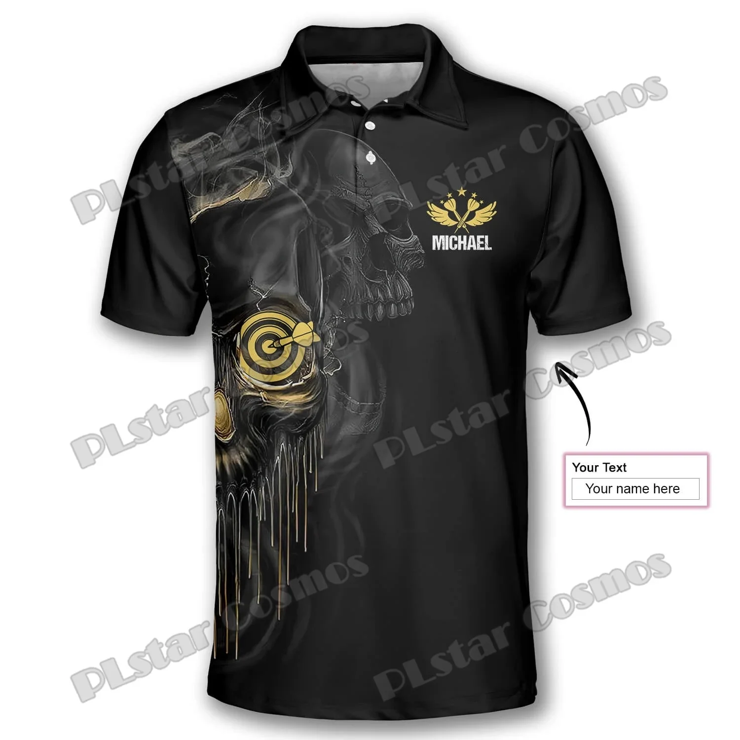 Spielen Darts spielen harte Flamme benutzer definierte Darts 3d überall auf gedruckten Mode Herren Polo-Shirts Sommer lässig Unisex Erwachsenen Polo-Shirt plp31