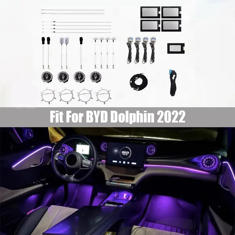 Atmosphere Lamp Fit for BYD Dolphin 2022 31 Colors Interior Light Screen Control Air Outlet Replacement Ambient Light