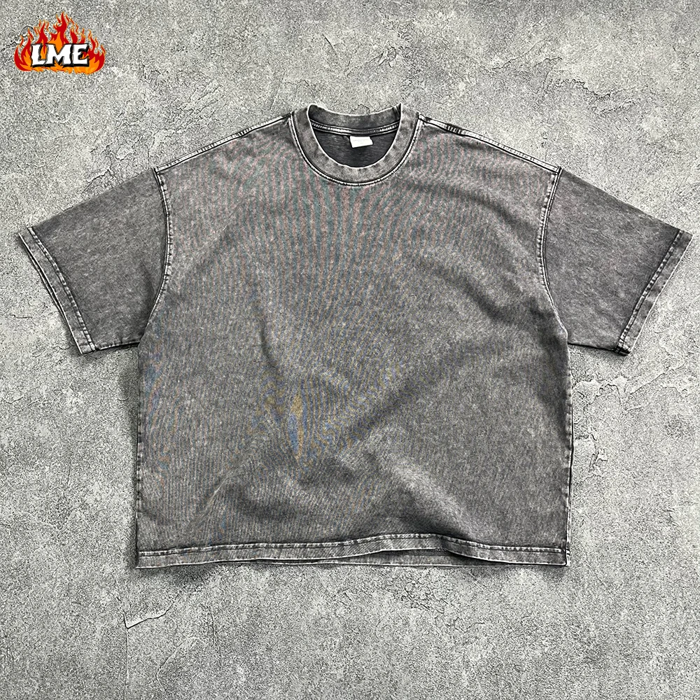 패션 뉴 스타일 플레인 블랭크 박시 핏 티셔츠 빈티지 바틱 애시드 워시드 오버사이즈 스트리트웨어 박시 크롭 남성 티셔츠