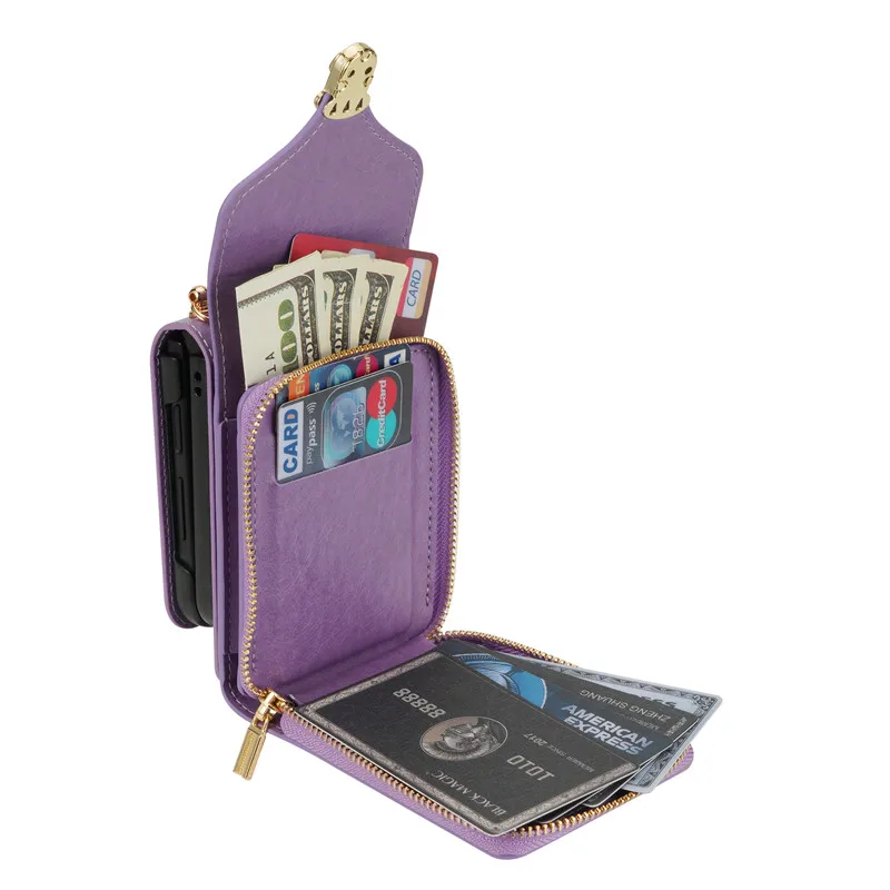 for Samsung Galaxy Z Flip 5 5G Z Flip 4 Z Flip 3 Case Fashion Crossbody Shoulder Strap Wallet Cover Card Slot Money Pocket Cases