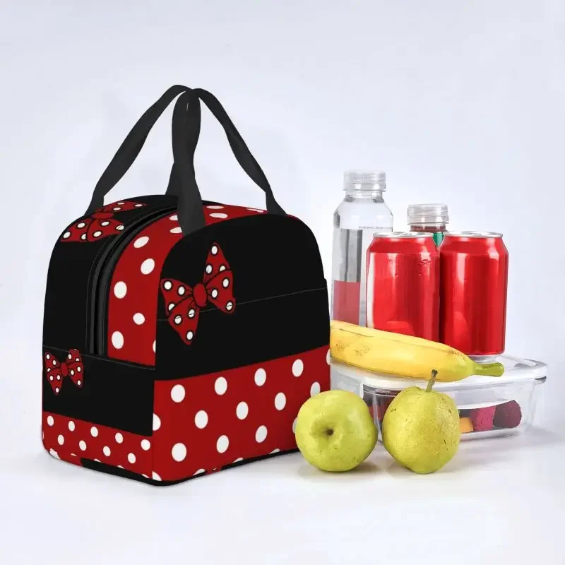 Cute Cartoon Minnie Character Insulated Lunch Bags for Camping Travel Resuable Cooler Thermal Bento Box Women Children