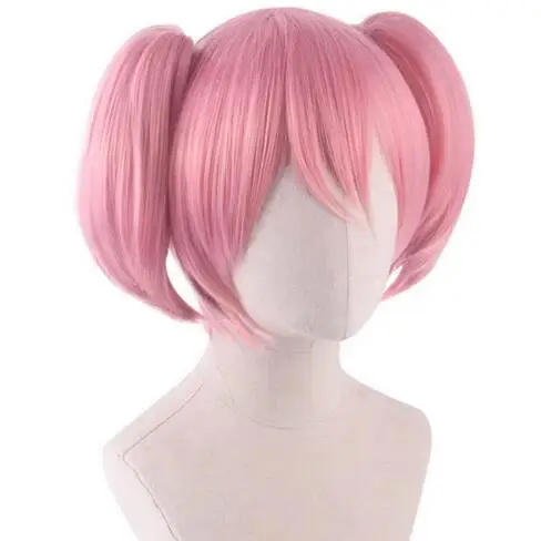 Puella Magi Madoka Magica Madoka Kaname Cosplay Wigs Pink Clip Ponytails Heat Resistant Synthetic Hair