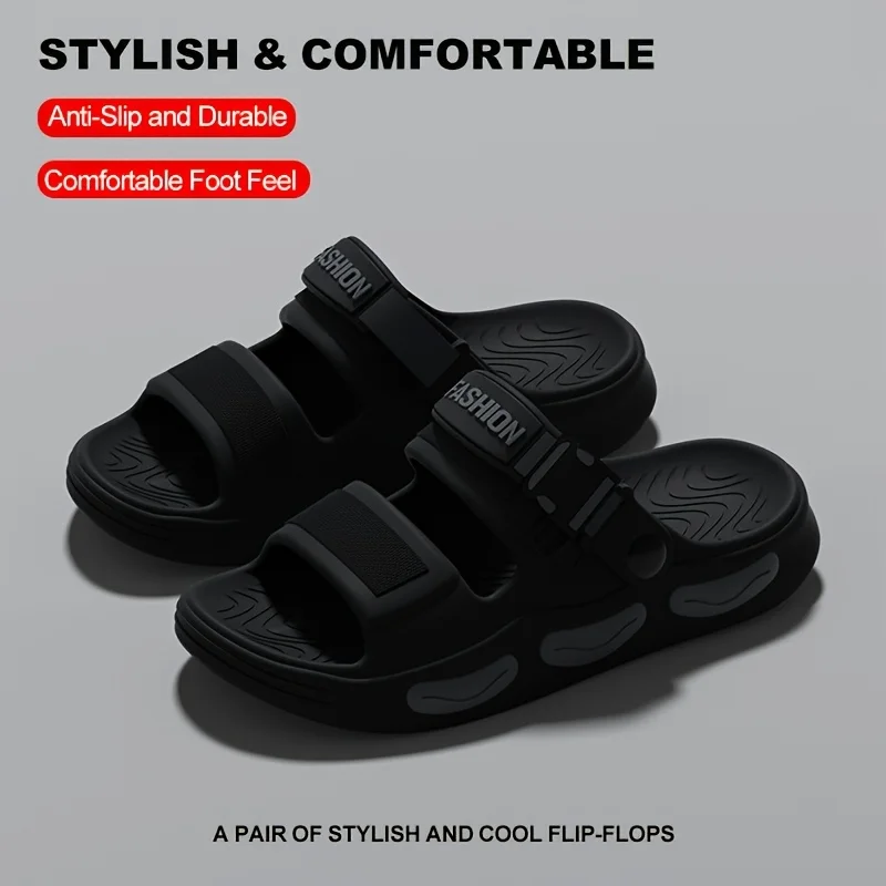 Men EVA Sandals Summer Thick Sole Platform Slides Double Strap Non Slip Beach Slippers Outdoor Casual Soft Comfort Fashion Shoes